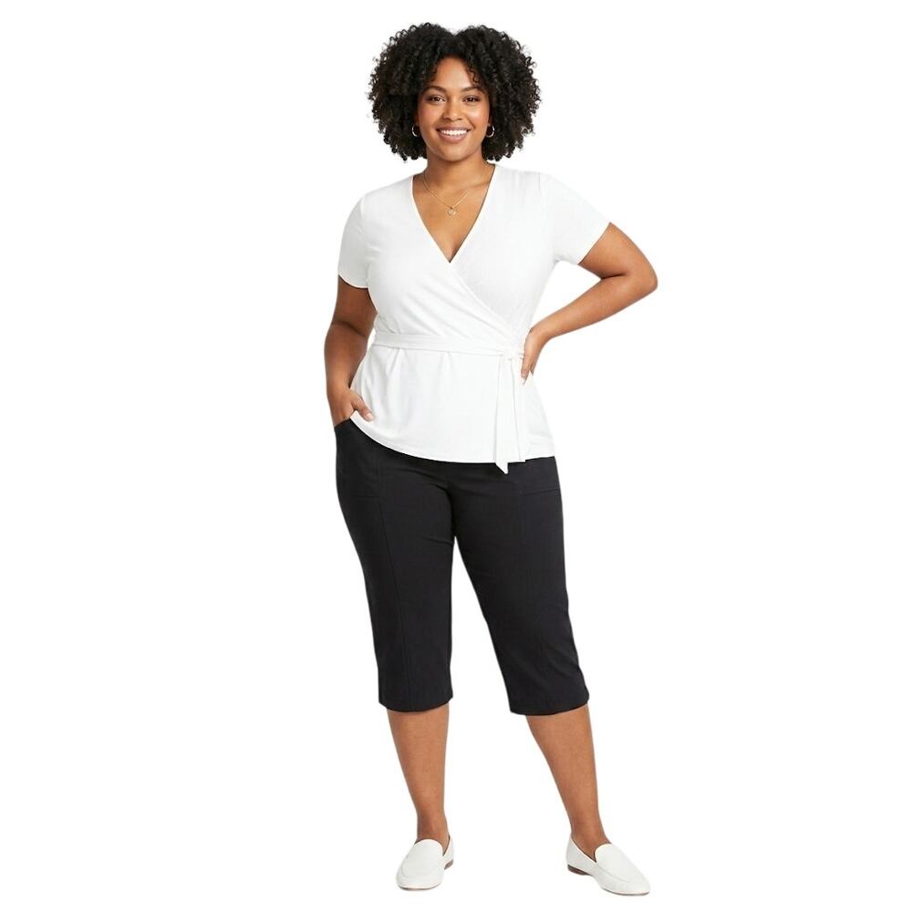 Terra & Sky Classic Black Plus Size Capris Casual Vacation Summer 3XL